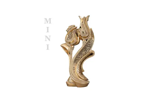 Islamic Table Decor | Lale Gul Tulip & Rose | Gold 240-2S Mini image