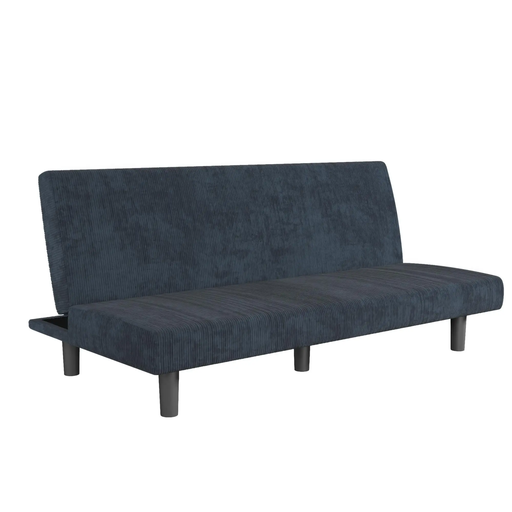 DHP Kelra 67.5" Armless Mid-Century Futon Sofa Bed, Blue Corduroy image 1