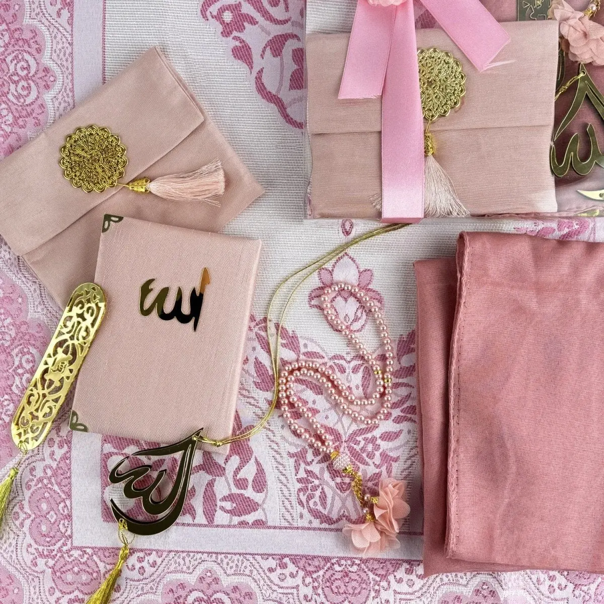 Prayer Rug Mat, Rose Color Prayer Set - Islamic Gift image 9