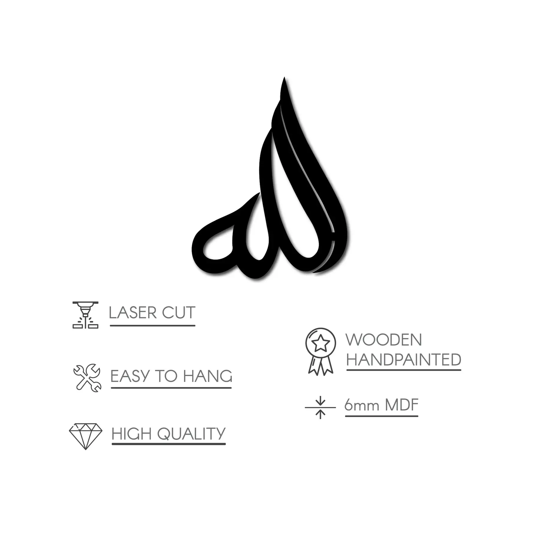 Allah (SWT) Arabic Calligraphy Wooden Islamic Wall Art image 17