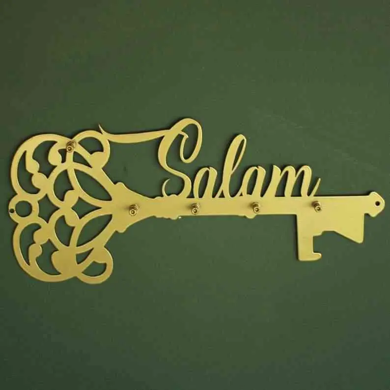 Salam Key Holder Latin Calligraphy Islamic Wall Art Decor image 1