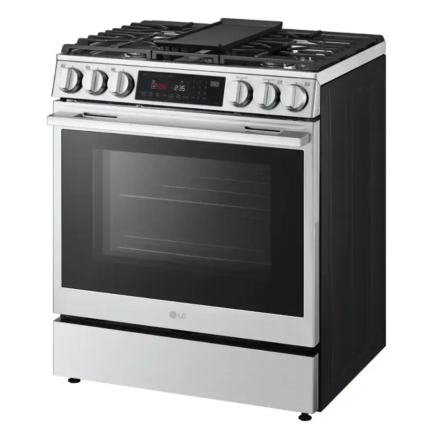 LG - 6.3 Cu. Ft. Slide-In Gas True Convection Smart Range with EasyClean, Air Fry, and Flex Control Knobs - Printproof Stainless Steel image 2