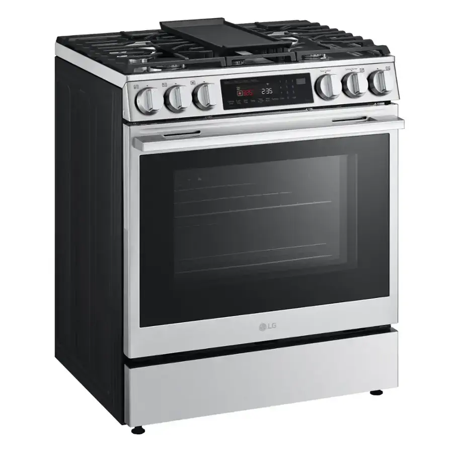 LG - 6.3 Cu. Ft. Slide-In Gas True Convection Smart Range with EasyClean, Air Fry, and Flex Control Knobs - Printproof Stainless Steel image 3