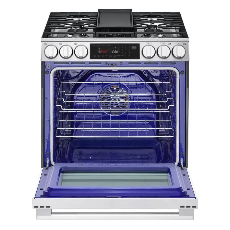 LG - 6.3 Cu. Ft. Slide-In Gas True Convection Smart Range with EasyClean, Air Fry, and Flex Control Knobs - Printproof Stainless Steel image 4