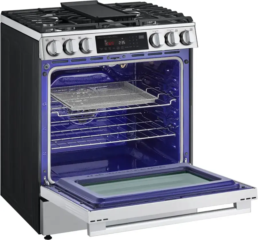 LG - 6.3 Cu. Ft. Slide-In Gas True Convection Smart Range with EasyClean, Air Fry, and Flex Control Knobs - Printproof Stainless Steel image 6