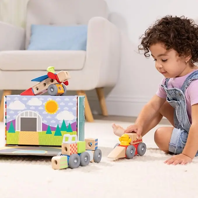 Melissa & Doug Blockables™ Vehicles Snap and Play, Mix and Match Connectable Wooden Building Blocks Play Set Toy for Preschool Boys and Girls (54 Pcs) image 2