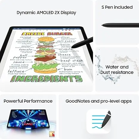 Samsung Galaxy Tab S9 11” 128GB WiFi 7 Android AI Tablet, Snapdragon 8 Gen 2 Processor, AMOLED Screen, Durable Design, S Pen Included, Long Battery Life, Auto Focus Camera, US Version, 2023, Graphite image 4