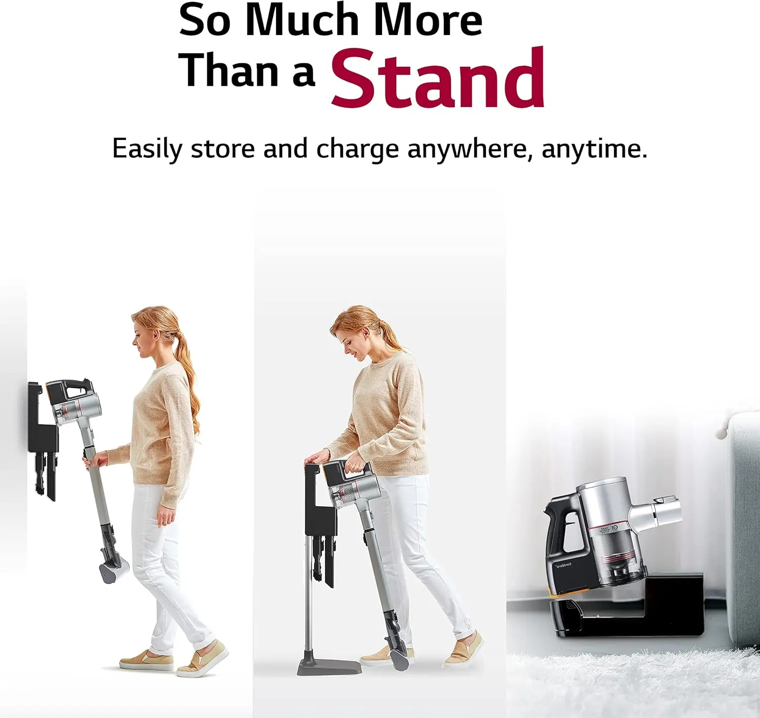 LG CordZero A925 – Cordless Stick Vacuum Cleaner, 120 Minute Runtime w/Extra Rechargeable Battery, Dual Floor Max 2024 Update, Lightweight, Cleans Carpet, Hardwood, Pet Hair, Portable Charging Stand image 6