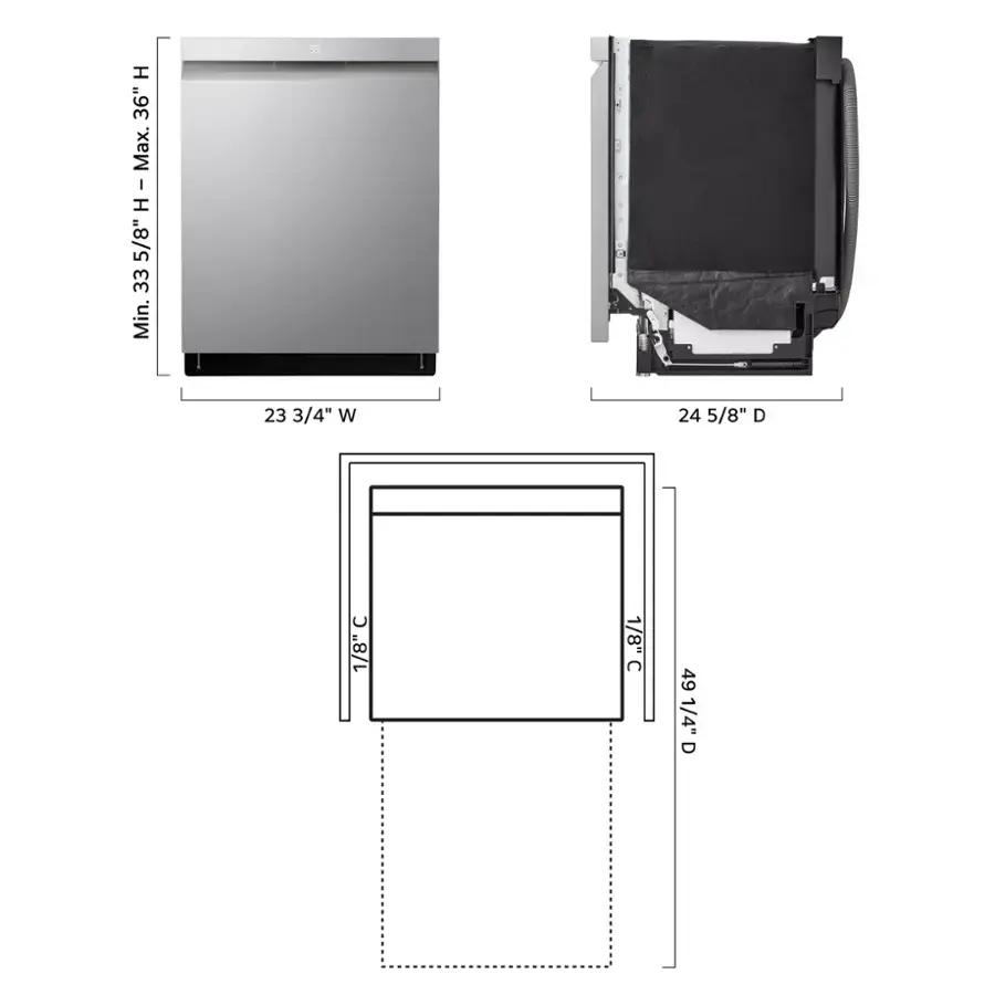 LG - 24" Top Control Smart Built-In Stainless Steel Tub Dishwasher with 3rd Rack, QuadWash Pro and 42dba - PrintProof Stainless steel image 2