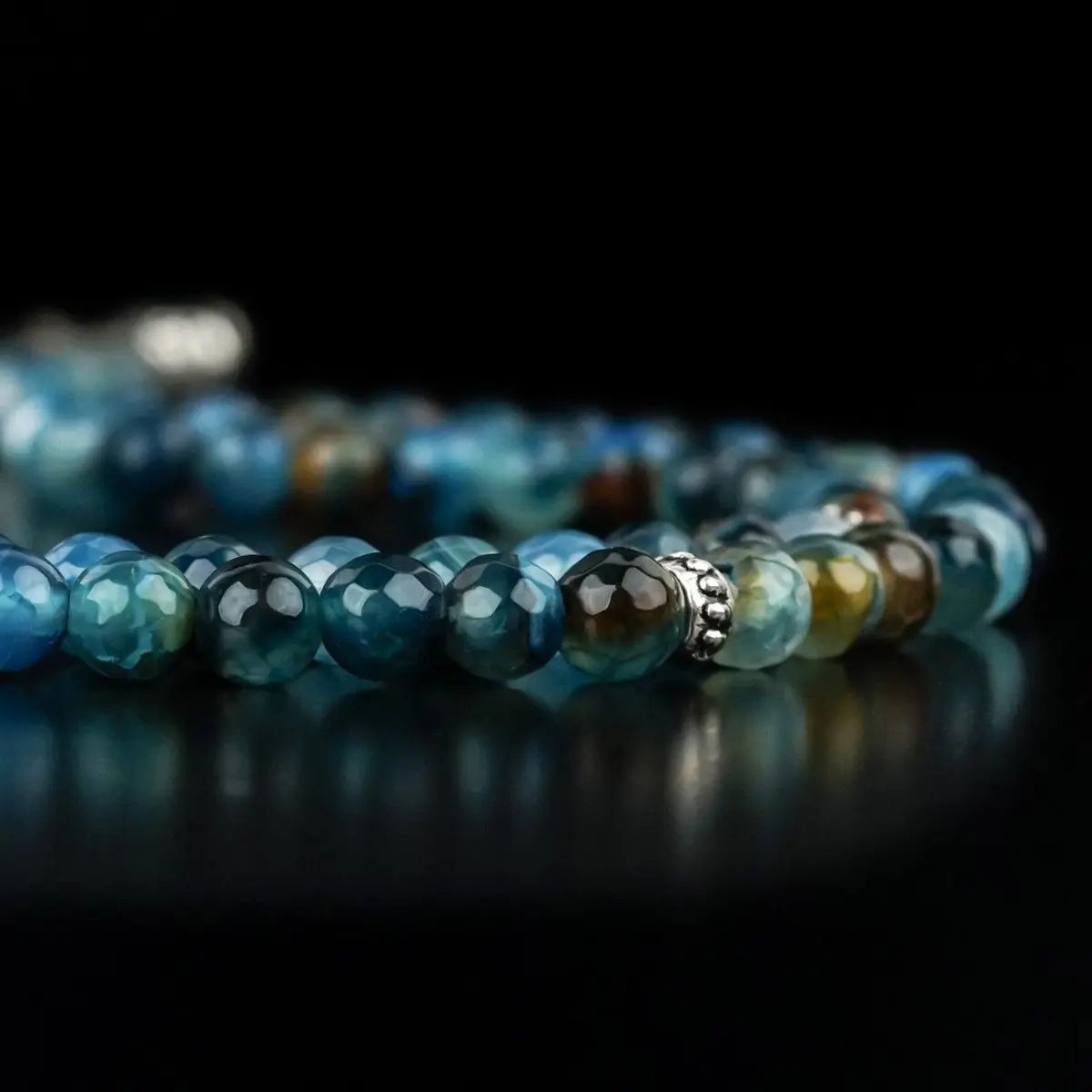 Muslim Prayer Beads - Striking Blue Striped Agate Islamic Rosary image 3