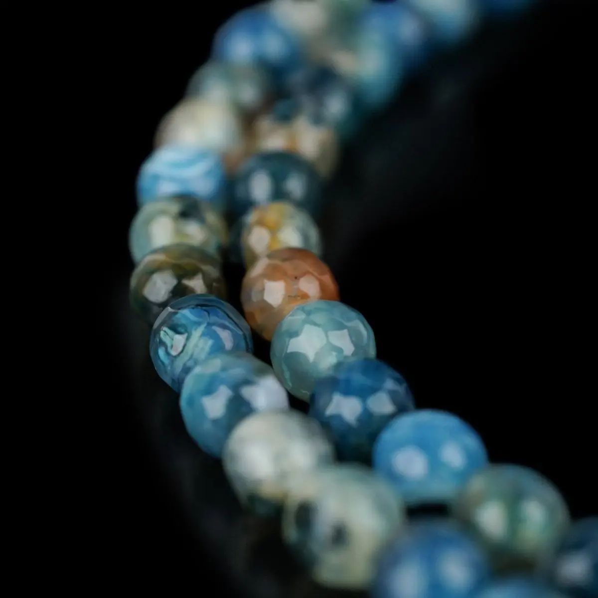 Muslim Prayer Beads - Striking Blue Striped Agate Islamic Rosary image 5