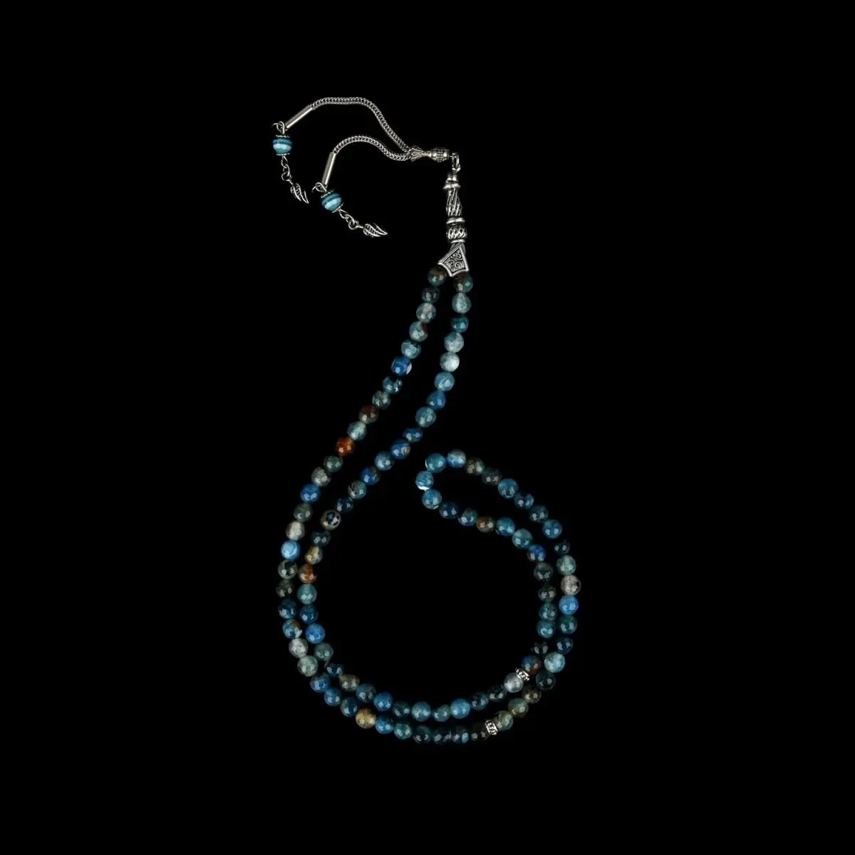 Muslim Prayer Beads - Striking Blue Striped Agate Islamic Rosary image 6