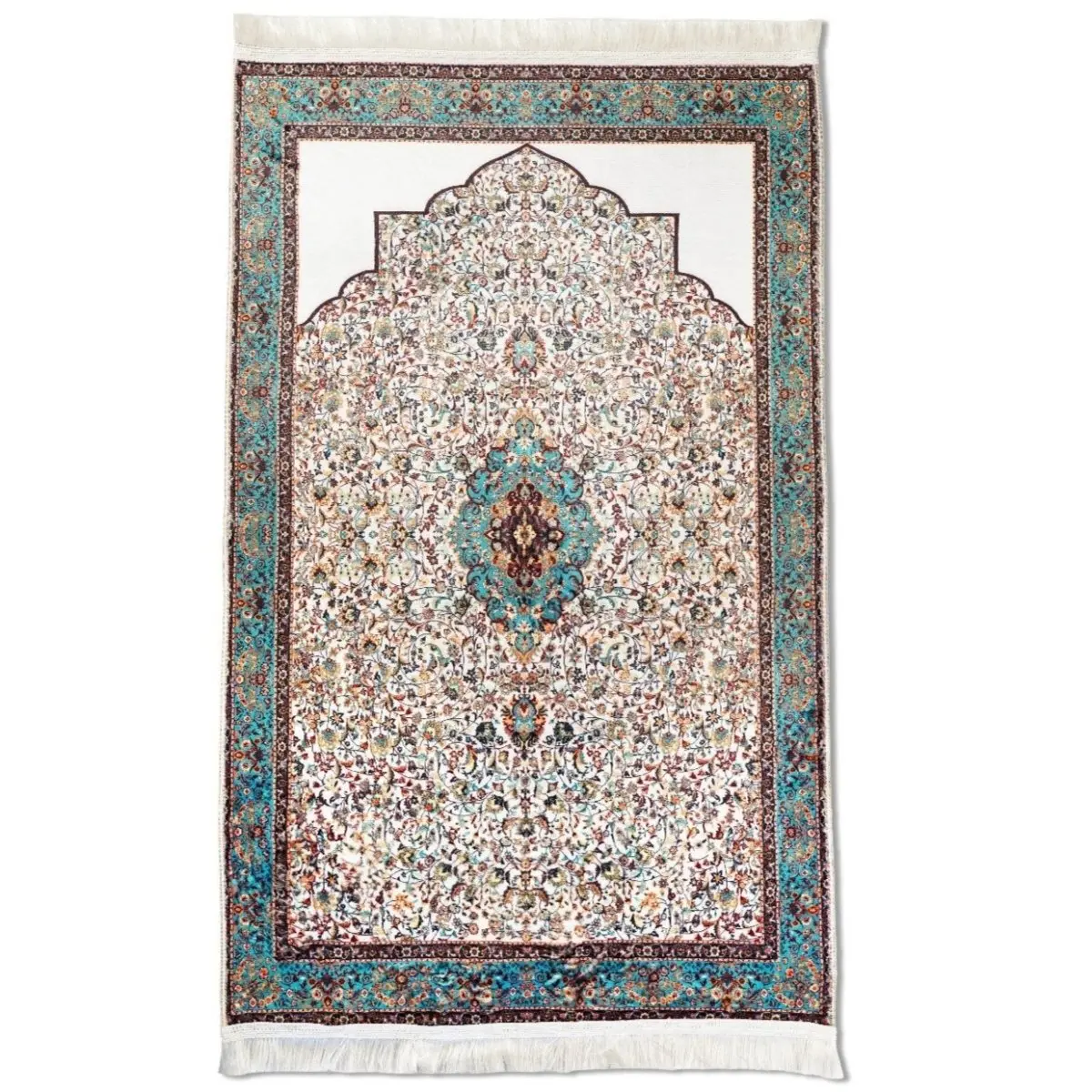 Islamic Prayer Rugs - Aqua & Beige Ornate Design image 1