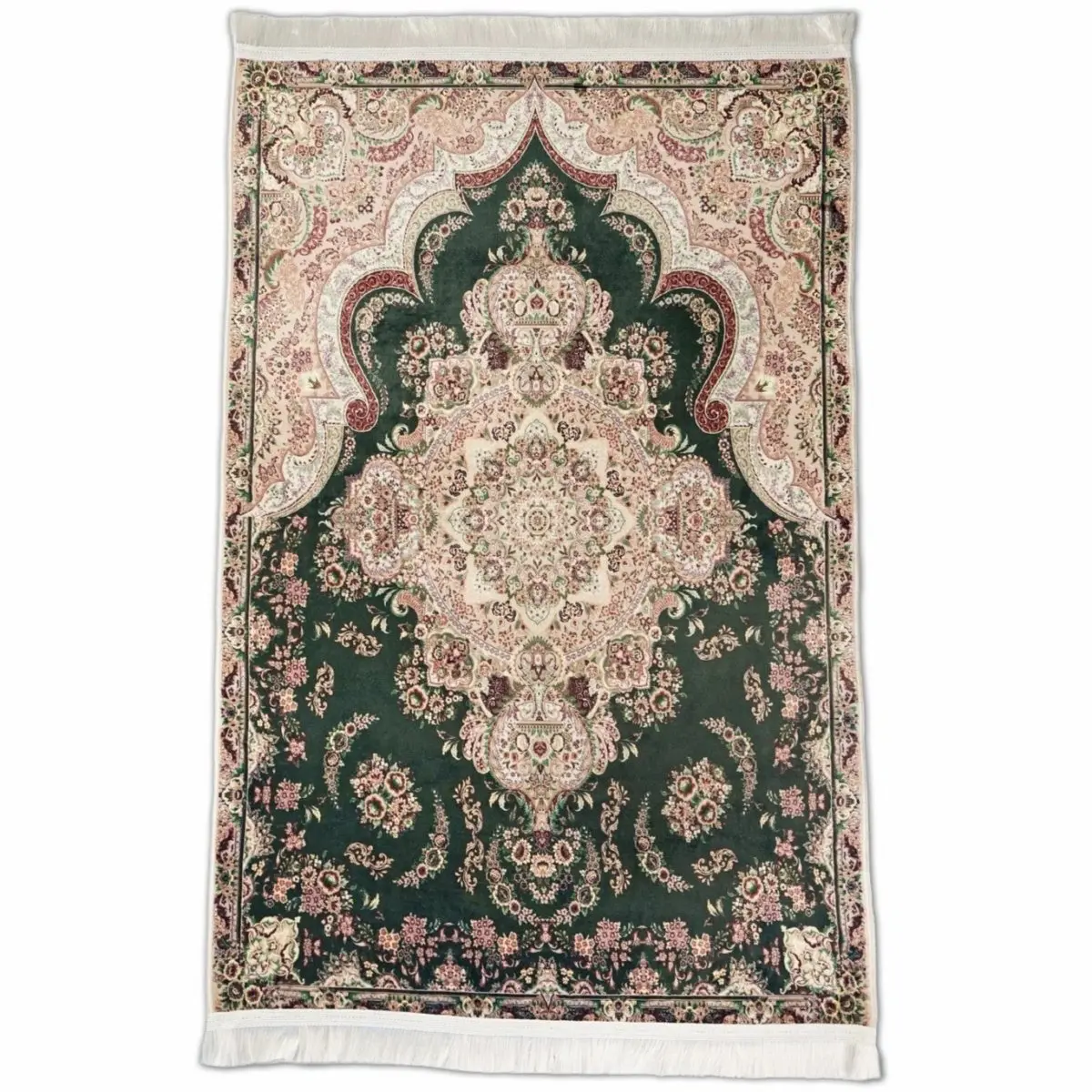 Muslim Prayer Rug - Green & Pink Floral Style image 4