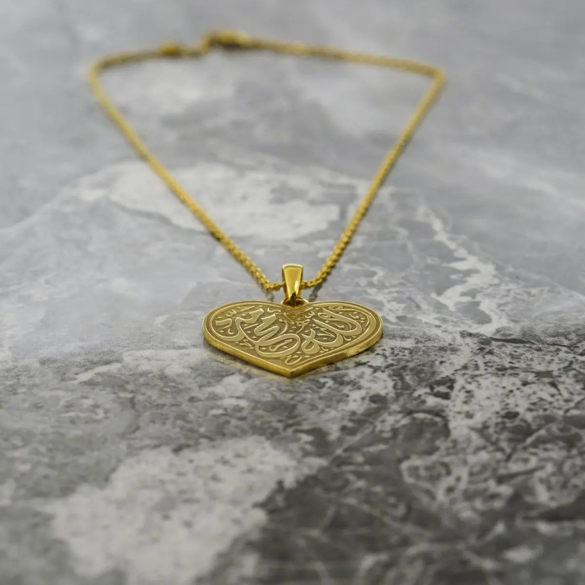 Allah & Muhammad Written Muslim Jewelry - Heart Shaped Pendant image 3