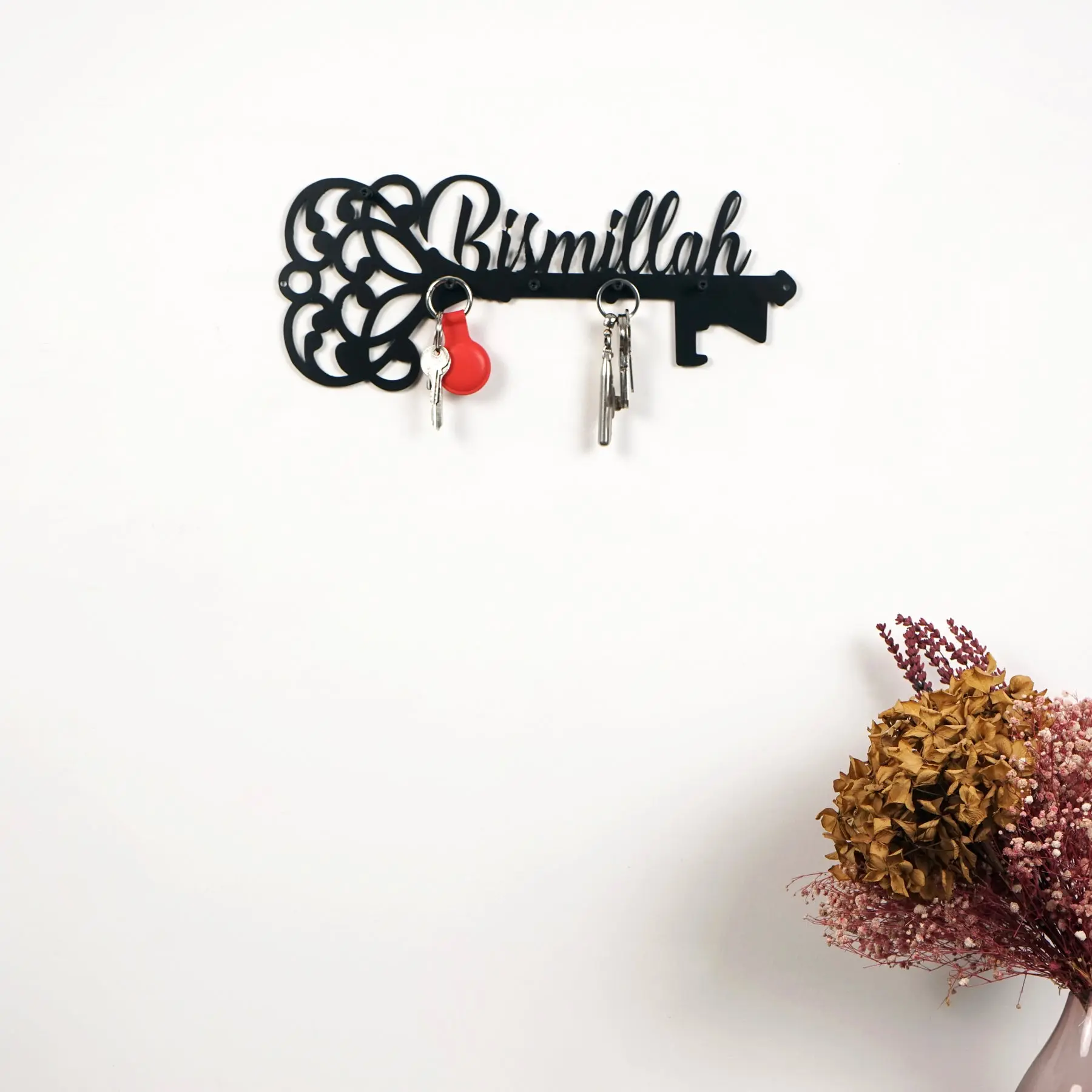 Bismillah Key Holder Latin Calligraphy Islamic Wall Art Decor image 2