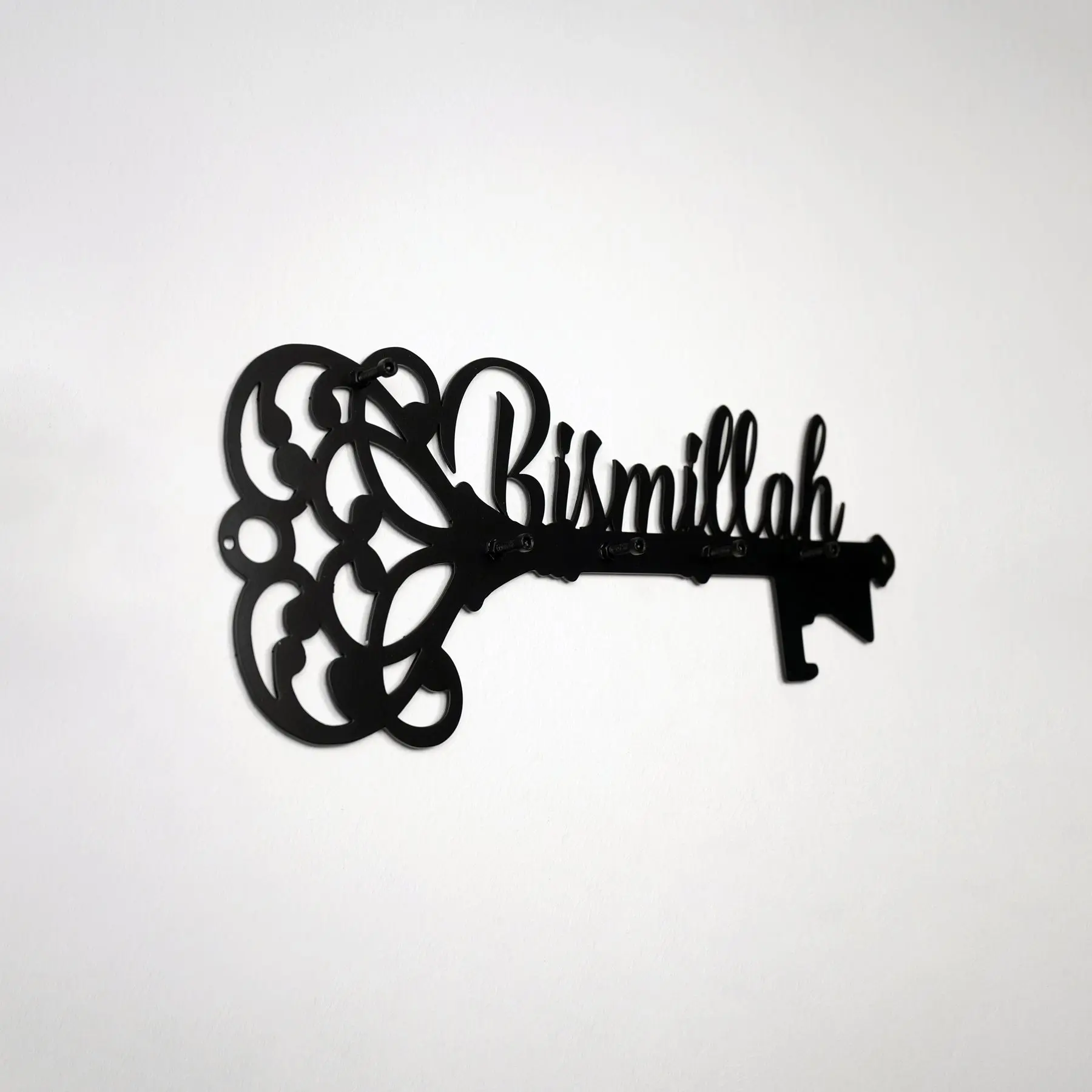 Bismillah Key Holder Latin Calligraphy Islamic Wall Art Decor image 4