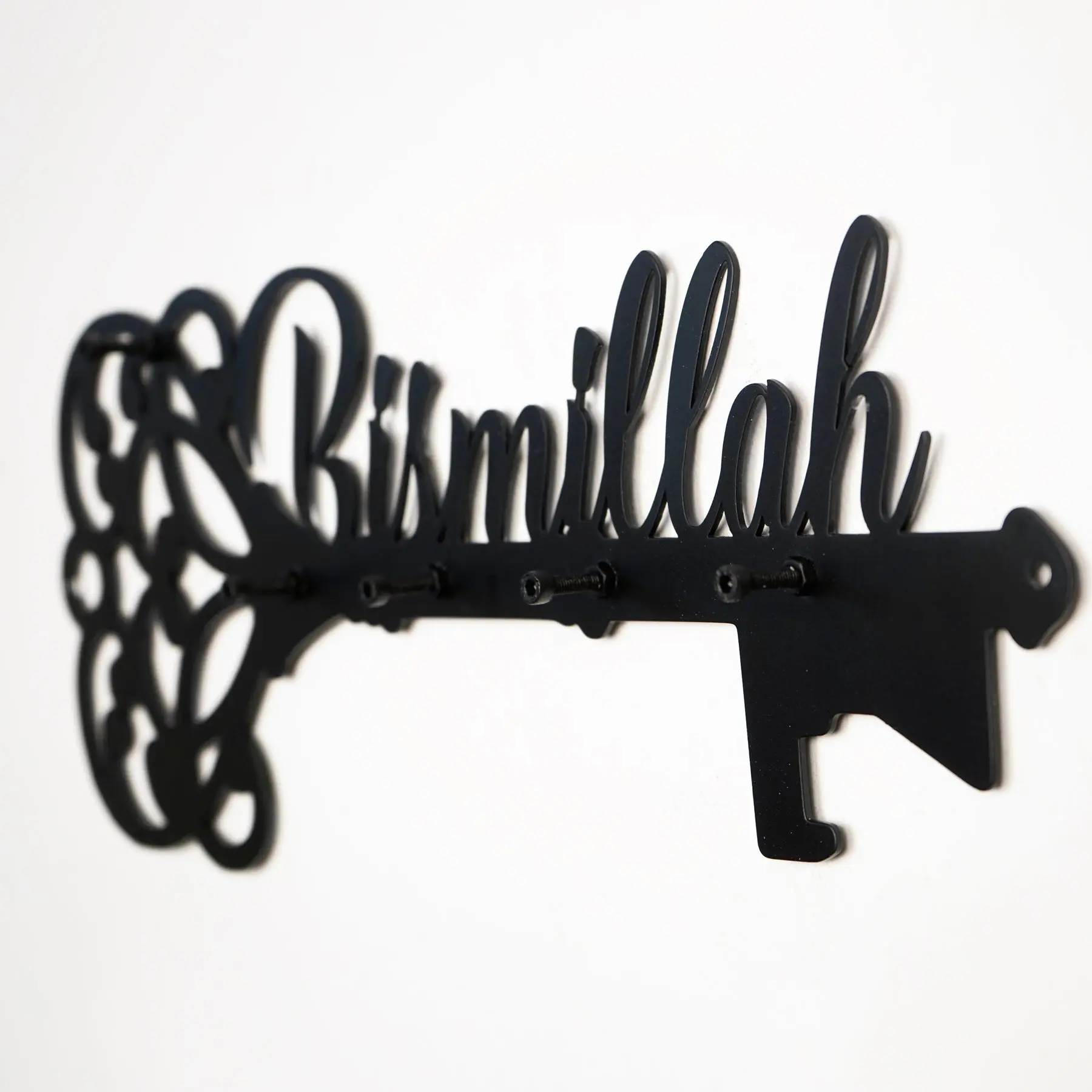 Bismillah Key Holder Latin Calligraphy Islamic Wall Art Decor image 5