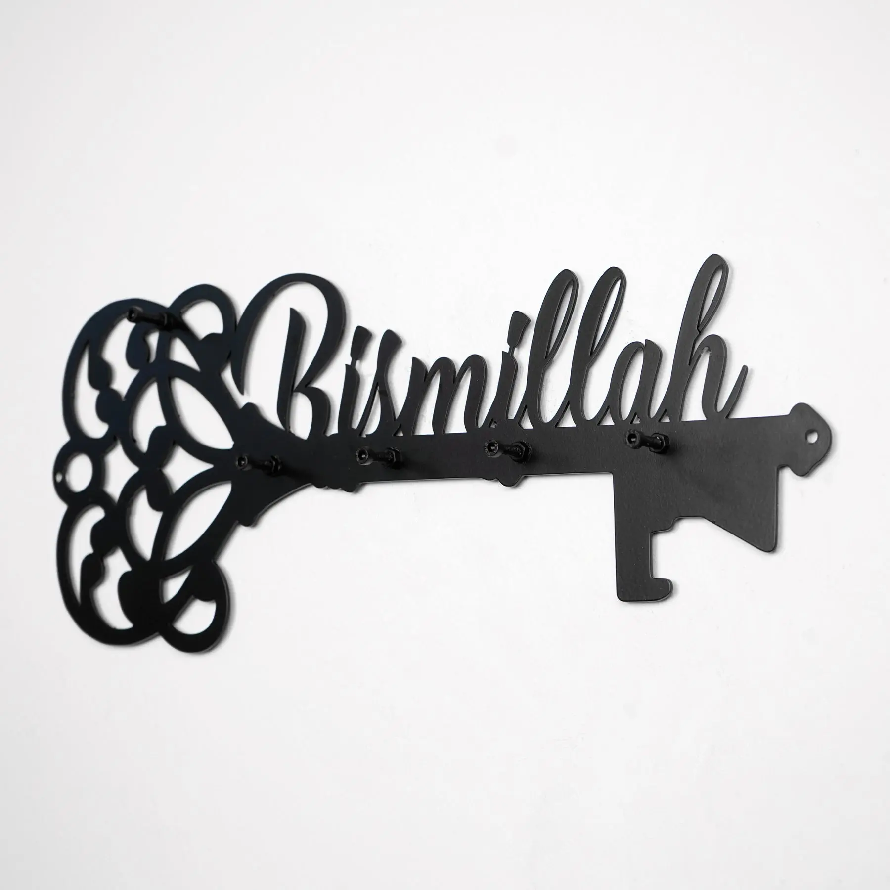 Bismillah Key Holder Latin Calligraphy Islamic Wall Art Decor image 7