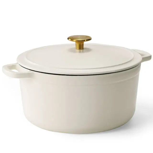 Carote Enameled Cast Iron Dutch Oven, 5QT Pot with Lid for Cooking, Roasting, Baking & Braising, Easy Cleaning, White image 1