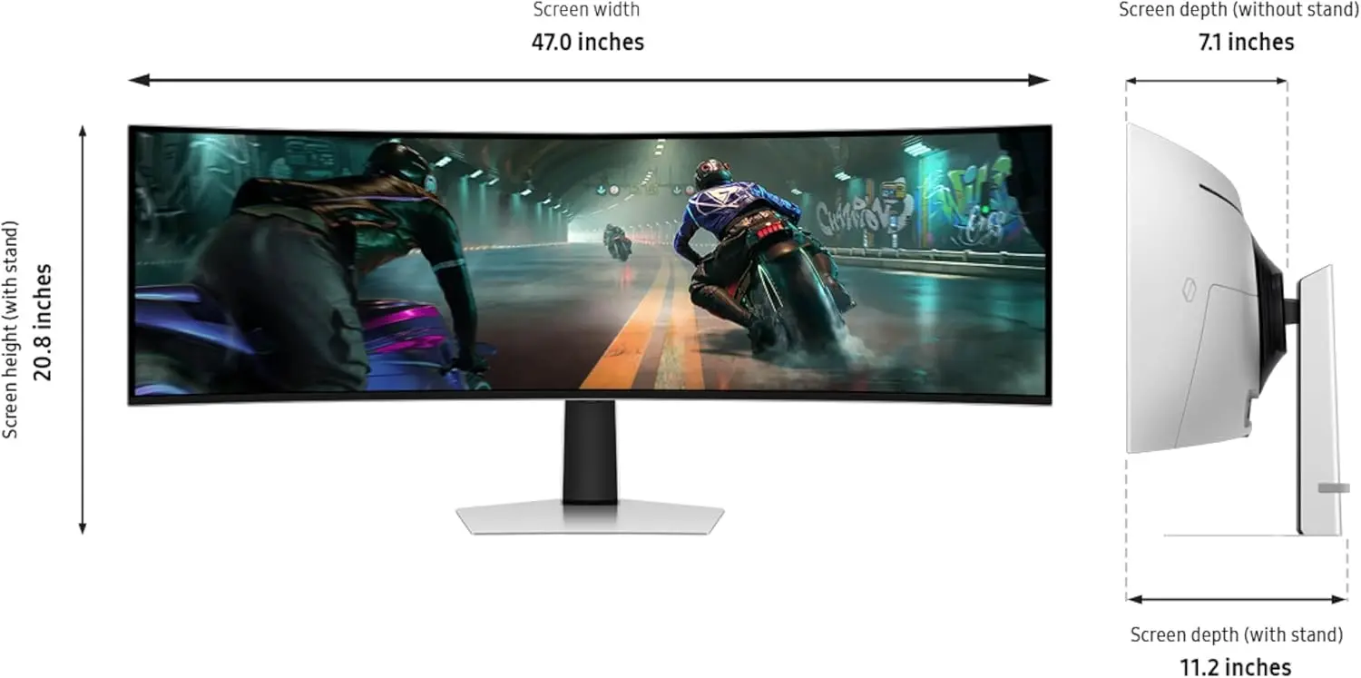 Samsung 49" Odyssey OLED G9 (G91SD) Dual QHD QD-OLED G-Sync Compatible Curved Gaming Monitor, 144Hz, 0.03ms, AMD FreeSync Premium Pro, Ergonomic Stand, 3 Year Warranty, LS49DG910SNXZA, 2024 image 8