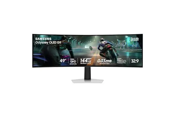 Samsung 49" Odyssey OLED G9 (G91SD) Dual QHD QD-OLED G-Sync Compatible Curved Gaming Monitor, 144Hz, 0.03ms, AMD FreeSync Premium Pro, Ergonomic Stand, 3 Year Warranty, LS49DG910SNXZA, 2024 image