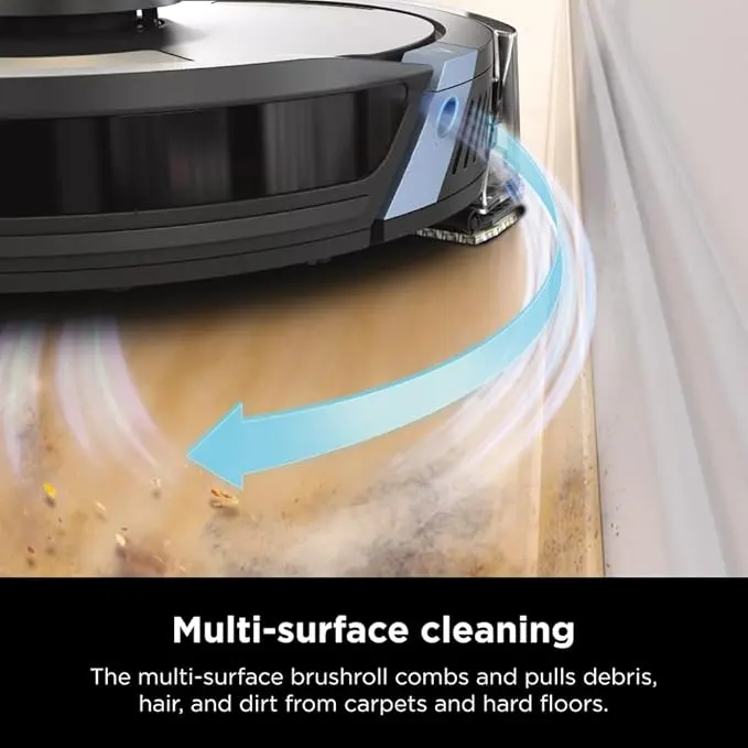 Shark AV2310AE Matrix Self-Emptying Robot Vacuum with No Spots Missed on Carpets and Hard Floors, Precision Home Mapping, Perfect for Pet Hair, Bagless, 45-Day Capacity Base, Wi-Fi Black/Brass image 3