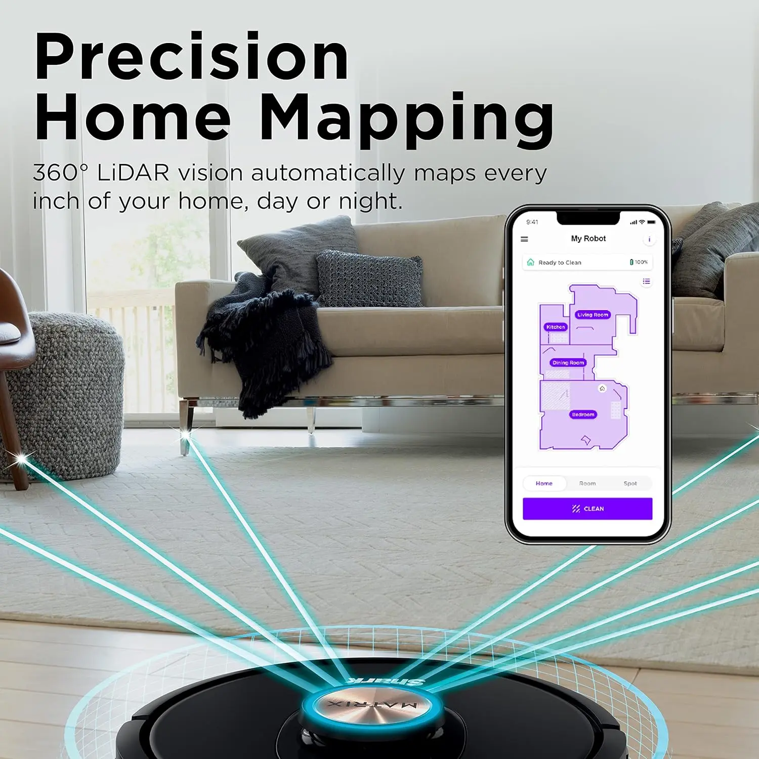 Shark AV2310AE Matrix Self-Emptying Robot Vacuum with No Spots Missed on Carpets and Hard Floors, Precision Home Mapping, Perfect for Pet Hair, Bagless, 45-Day Capacity Base, Wi-Fi Black/Brass image 6