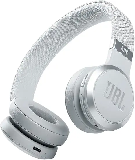 JBL Live 460NC wireless on-ear Noise Cancelling headphones with 50H battery, microphone for calls, lightweight and comfortable, and Alexa Built-in (Optimized for Android), iOS compatible (White) image 1