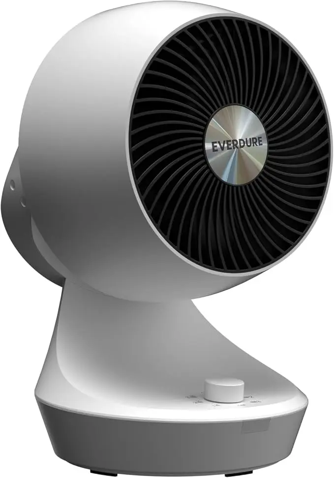 Everdure 9” Oscillating Desk or Table Fan, 3 Speed Settings, Targeted Airflow Control, Low Noise, Modern Design, Portable, Perfect Cooling Fan for Bedroom, Living Room, Home Office, White image 1
