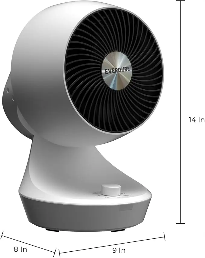 Everdure 9” Oscillating Desk or Table Fan, 3 Speed Settings, Targeted Airflow Control, Low Noise, Modern Design, Portable, Perfect Cooling Fan for Bedroom, Living Room, Home Office, White image 6