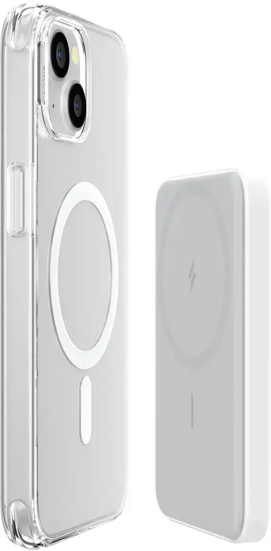 PopSockets - x Anker MagGo 5000 mAh Portable Magnetic Battery Charger with Grip for MagSafe Compatible Devices - White and Clear image 2