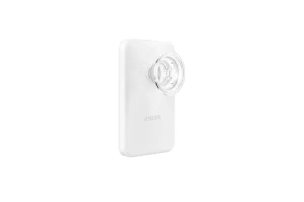 PopSockets - x Anker MagGo 5000 mAh Portable Magnetic Battery Charger with Grip for MagSafe Compatible Devices - White and Clear image