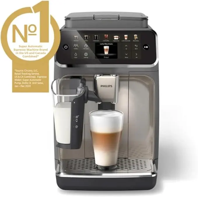 PHILIPS 4400 Series Fully Automatic Espresso Machine – 12 Hot & Iced Coffees, Quick-to-Clean LatteGo Milk System, SilentBrew, QuickStart, Ceramic Grinder, Black Chrome (EP4444/90) image 2
