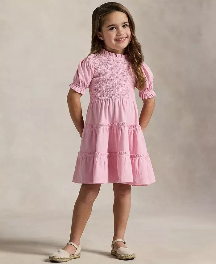Toddler and Little Girls Smocked Cotton Jersey Dress image 2