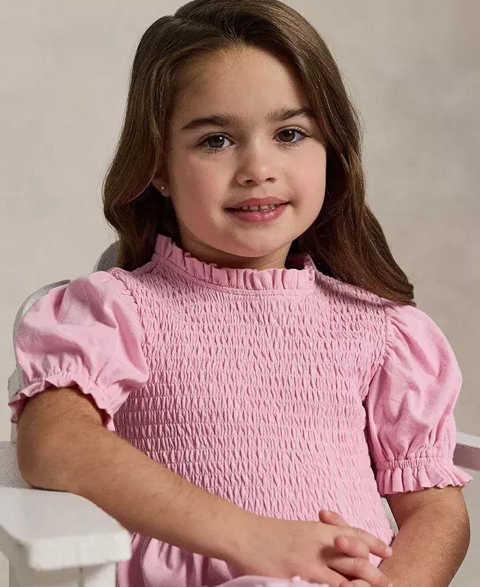 Toddler and Little Girls Smocked Cotton Jersey Dress image 3