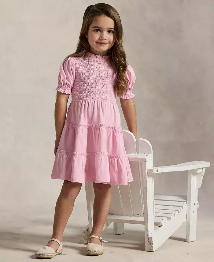 Toddler and Little Girls Smocked Cotton Jersey Dress image 4