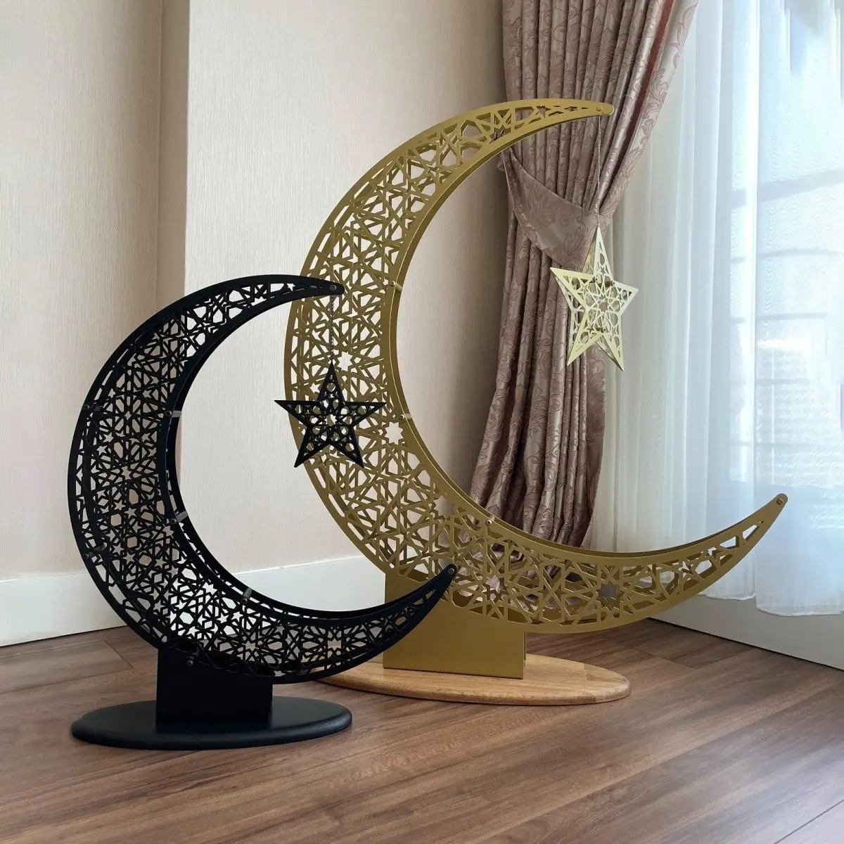 Crescent & Star Ramadan Decor - Metal Islamic Home Decoration image