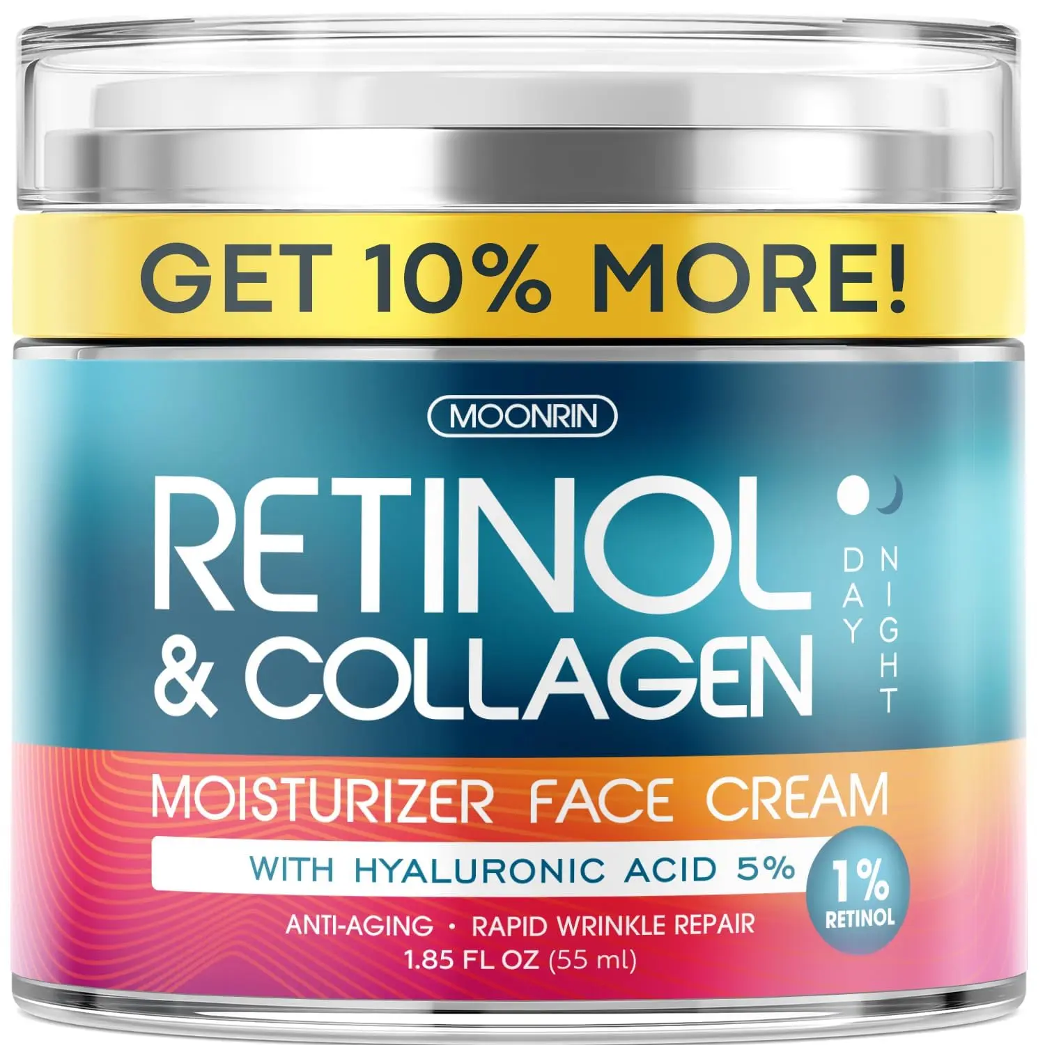 Retinol Cream for Face with Hyaluronic Acid, Anti Aging Wrinkle Cream for Women and Men, Day and Night Collagen Moisturizer to Minimize Wrinkles, Dryness, 1.85 Oz image 1