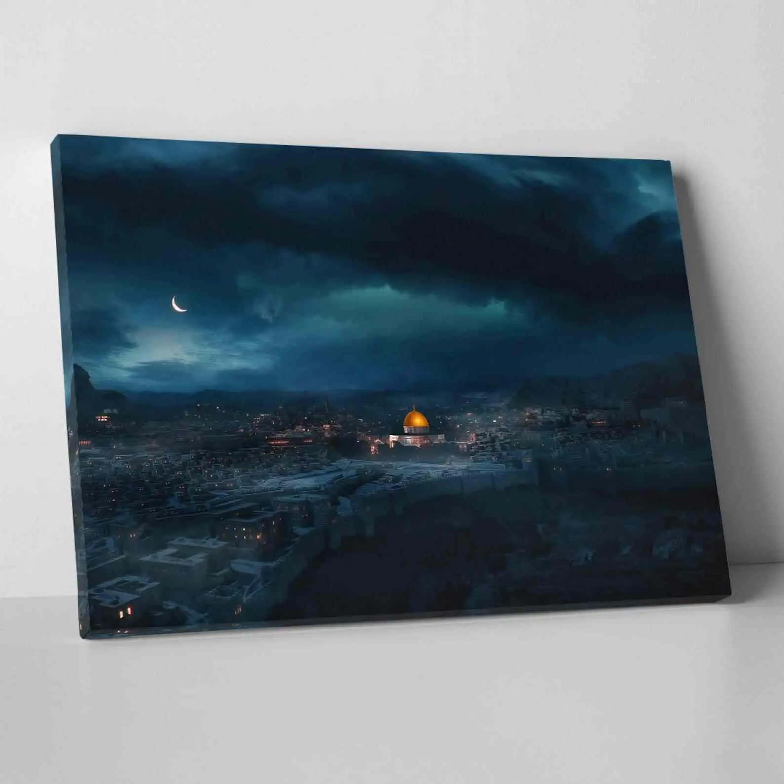 Masjid Al Aqsa Night View - Islamic Wall Art Canvas Print image 3