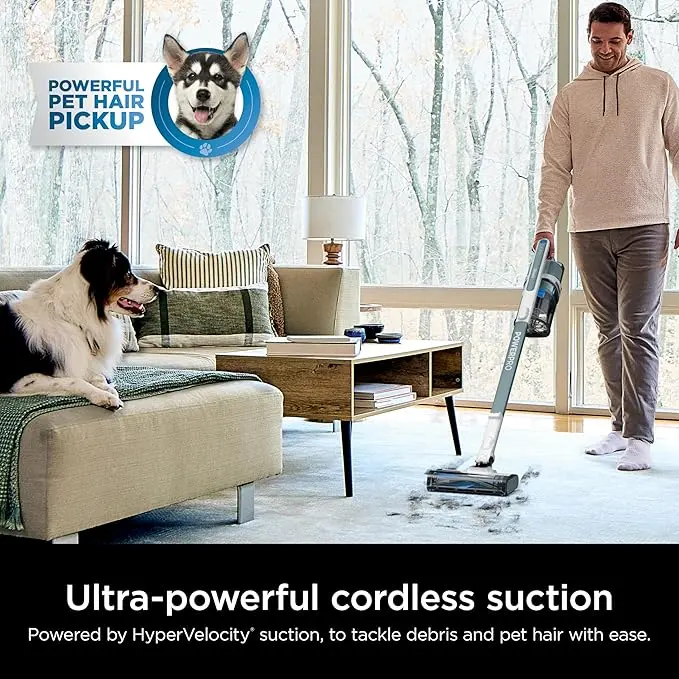 Shark PowerPro Plus Cordless Stick Vacuum, Lightweight, Rechargeable, FloorDetect Technology, HEPA Filter, Up to 50-Minute Runtime, Powerful Pet Hair Pickup, Carpets & Hard Floors, Pure Water, IZ377H image 2