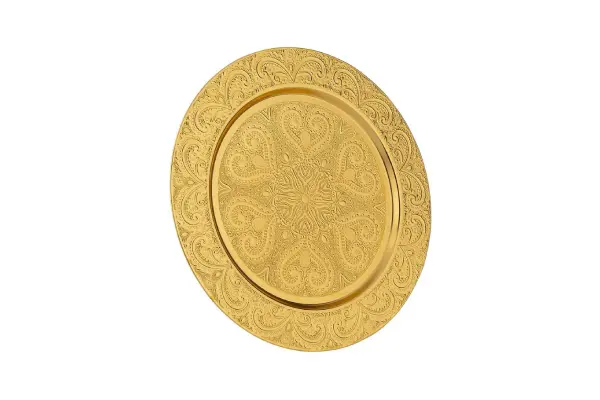 Turkish Luxury Metal Charger Plate | Ottoman Style Engraved | 6 Piece Set - 244 Gold image