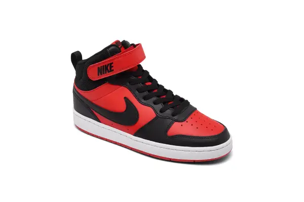 Nike Big Kids Court Borough Mid 2 Adjustable Strap Closure Casual Sneakers from Finish Line image