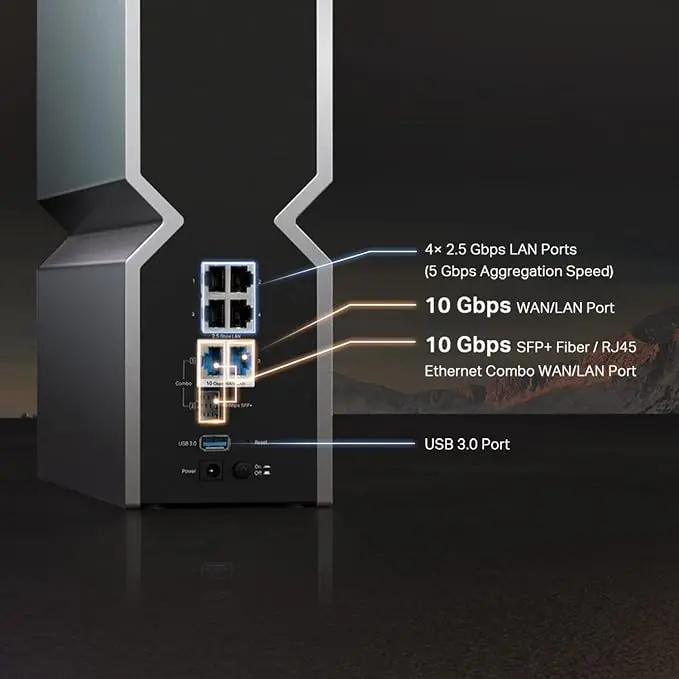TP-Link Tri-Band BE19000 WiFi 7 Router (Archer BE800) | 12-Stream 19 Gbps | 2 × 10G + 4 × 2.5G Ports | LED Screen | 8 High-Performance Antennas | VPN, Easy Mesh, 4×4 MU-MIMO, HomeShield, Private IoT image 4