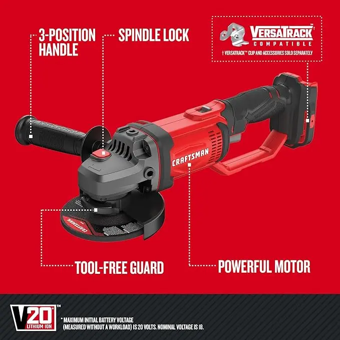 CRAFTSMAN V20* Angle Grinder, Small, 4-1/2-Inch, Tool Only (CMCG400B) image 3