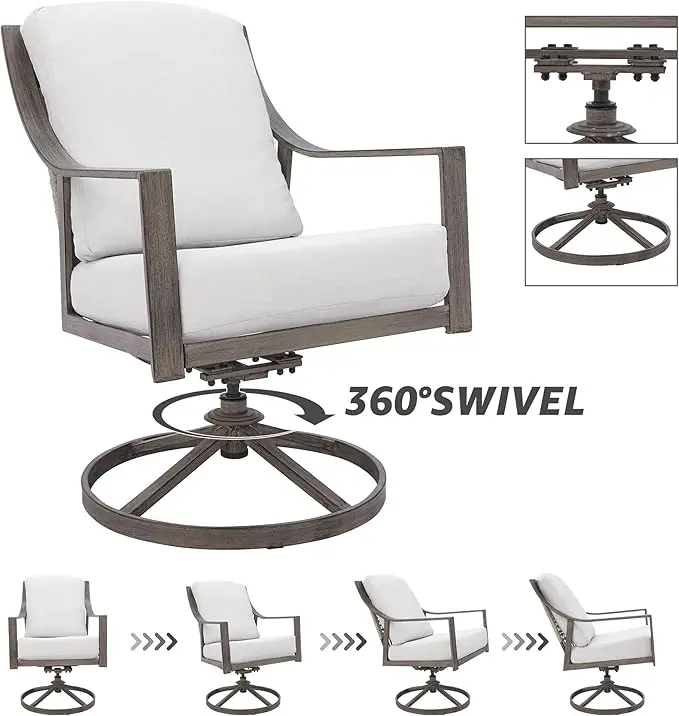 NATURAL EXPRESSIONS 5-Piece Outdoor Patio Dining Set, 4pcs Patio Swivel Rocking Chairs and 38’’ Round Dining Table with 1.65’’ Umbrella Hole image 3