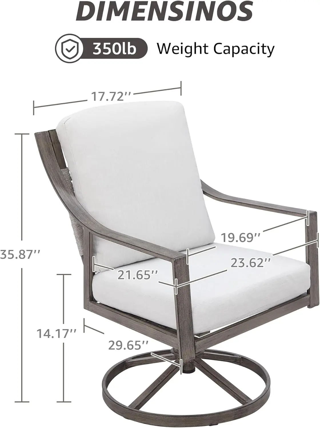 NATURAL EXPRESSIONS 5-Piece Outdoor Patio Dining Set, 4pcs Patio Swivel Rocking Chairs and 38’’ Round Dining Table with 1.65’’ Umbrella Hole image 7