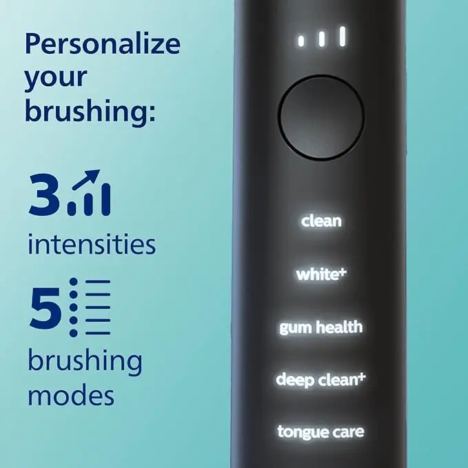 Philips Sonicare DiamondClean Smart 9500 Electric Toothbrush, Sonic Toothbrush with App, Pressure Sensor, Brush Head Detection, 5 Brushing Modes and 3 Intensity Levels, Black, Model HX9923/11 image 3