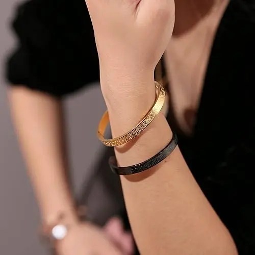 Islamic Jewelry Gifts for Women Allah Gold Bangles Bracelets Ayatul Kursi Arabic Cuff Bracelet for Women Men Islam Eid Ramadan New Year Gifts image 6