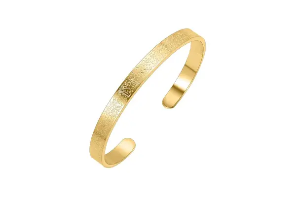 Islamic Jewelry Gifts for Women Allah Gold Bangles Bracelets Ayatul Kursi Arabic Cuff Bracelet for Women Men Islam Eid Ramadan New Year Gifts image